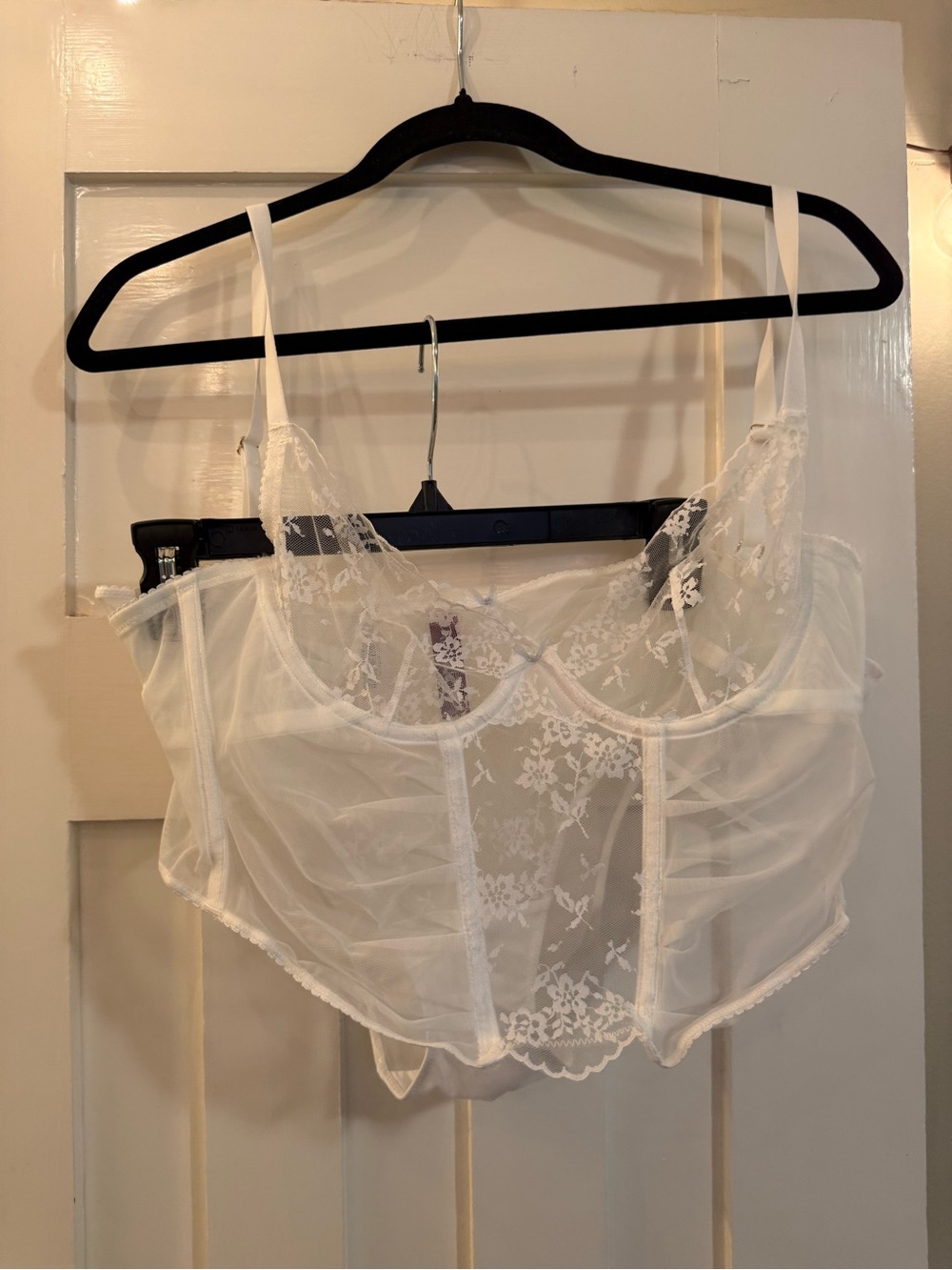 Sheer Lace Bustier Camisole in White - Women's Intimates and bottoms brand new